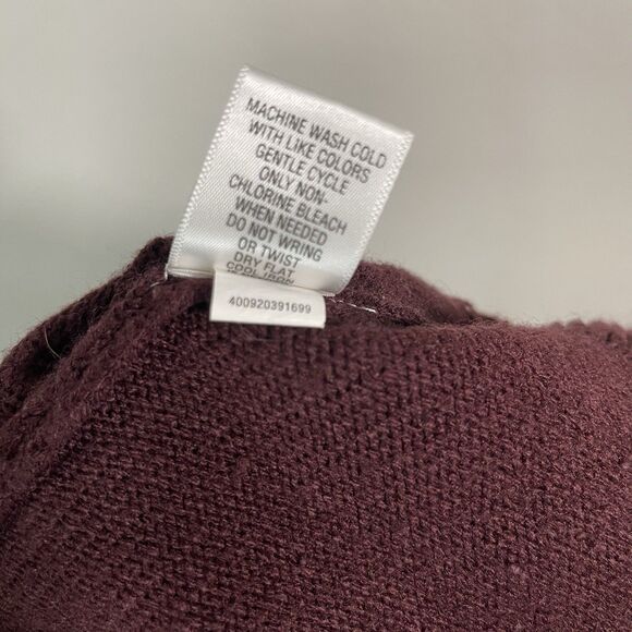 ELLE WOMENS SWEATER Dark MAROON RED SIZE XL Black ROPE TIE FRONT KNIT HOLIDAY - Picture 3 of 8